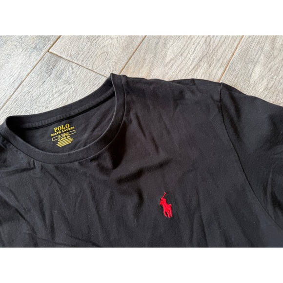 Polo Ralph Lauren T-Shirt Mens Medium Black Classic Fit Red Pony Logo Tee Shirt - Picture 7 of 11